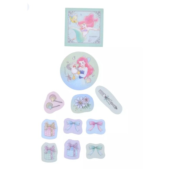 Disney Little Mermaid Ariel Kawaii Watercolor Pastel 42 Stickers Japan New Seal - Picture 4 of 6